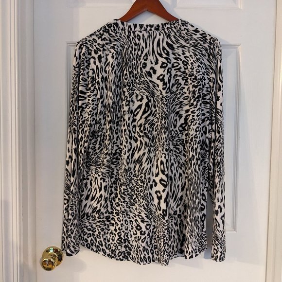 NWT INC Animal Print Zip-Detail Top, Marble Cheetah, XXL - Picture 2 of 10